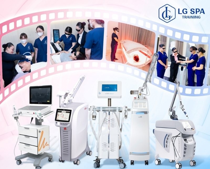 Học spa chăm sóc da tại LG Spa Training Center được tiếp xúc máy móc công nghệ cao
